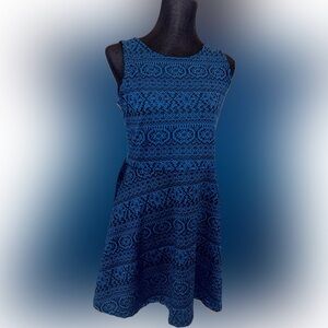 Kafe blue black Aline floral swing dress D1